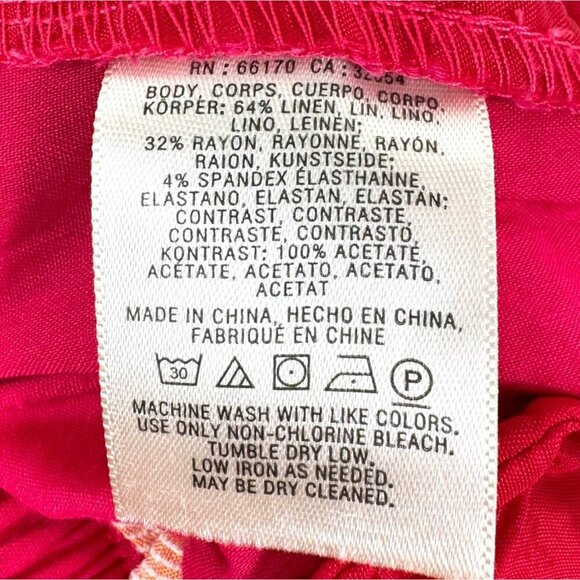 Cartonnier Anthropologie Linen Crop Wide-Leg Pant Mid Rise Pull-On Pink Sz S - Picture 12 of 12